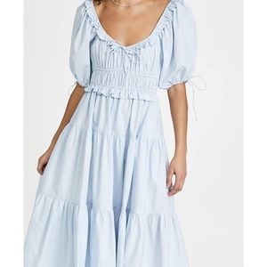 NWT En Saison Shopbop light blue poplin ruched dress Size M